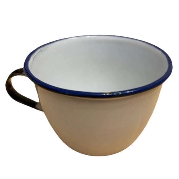 Vintage Swedish Enamelware Cup White & Blue Tea Coffee Cup - Picture 3 of 6